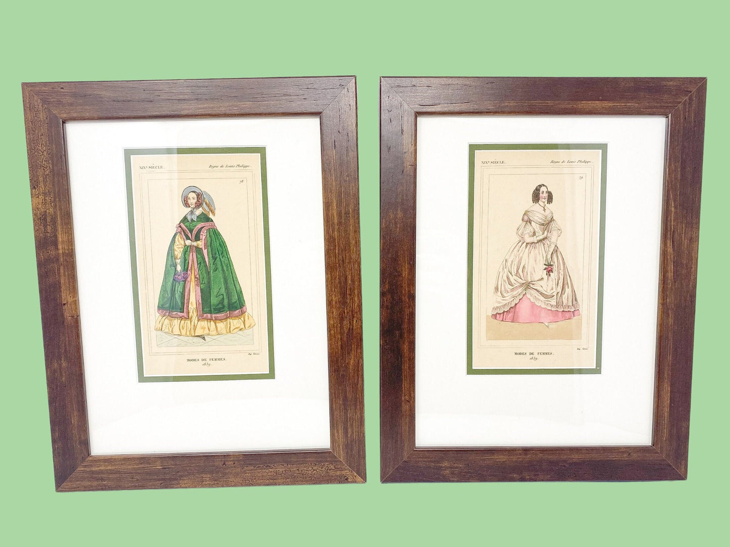 Framed Antique French Fashion Lithographs