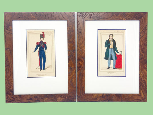 Framed Antique "Historical Costumes of France" Fashion Lithographs