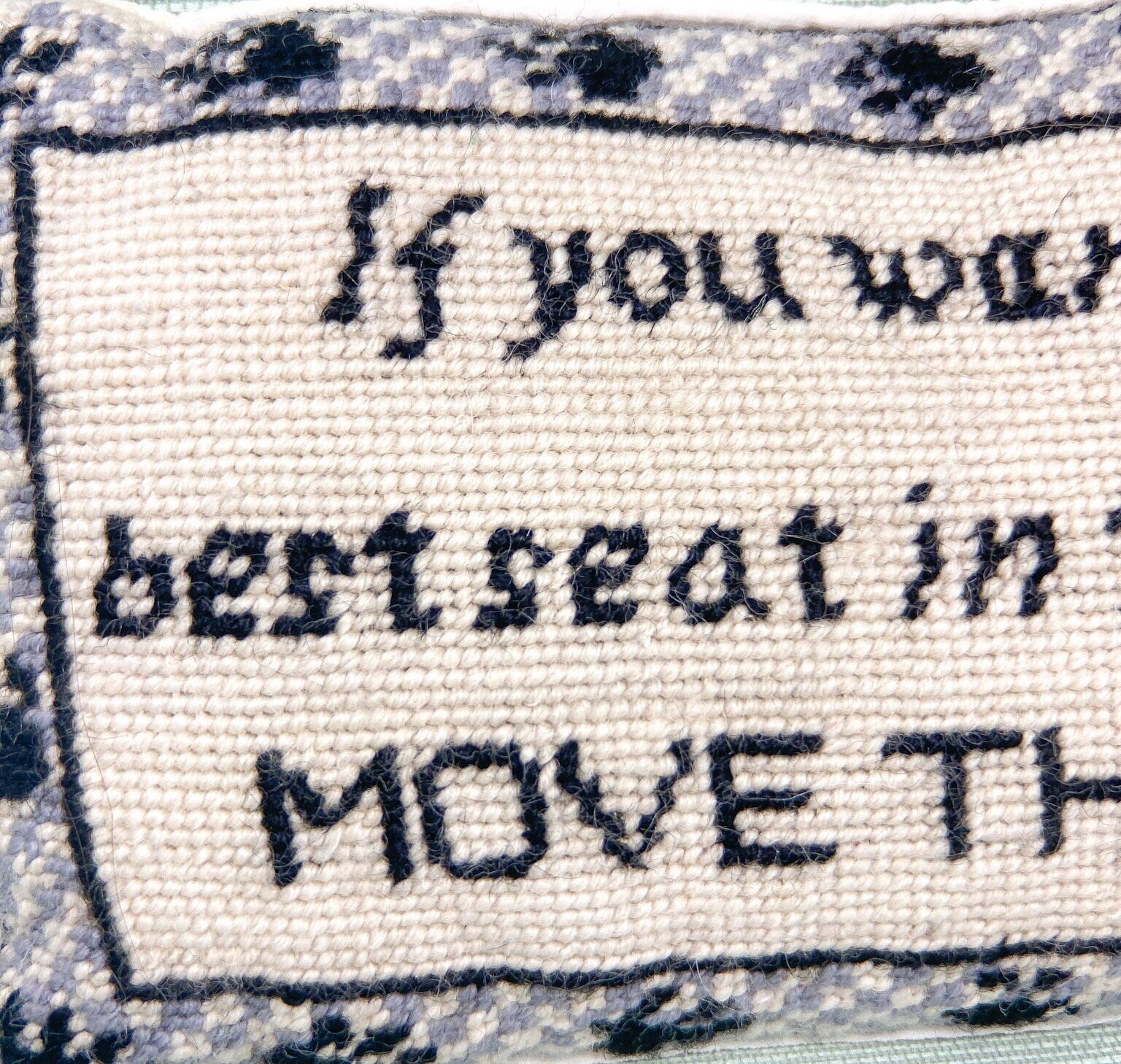 If You Want The Best Seat In The House, Move The Cat - Vintage Needlepoint Pillow