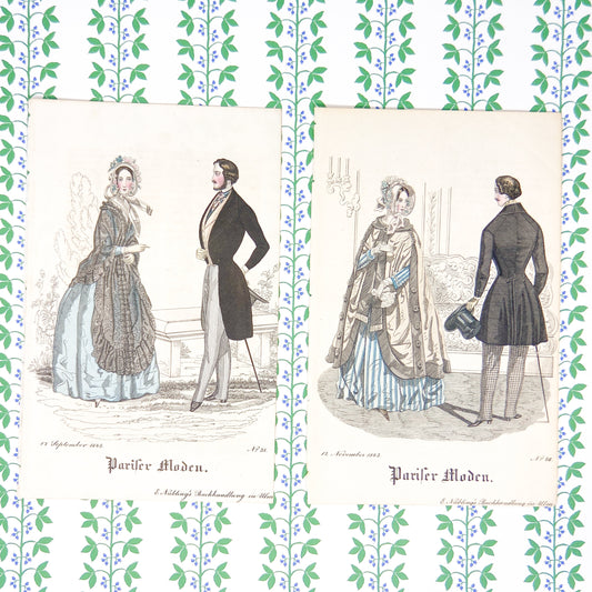 Antique Biedermeier Fashion Plates from Pariser Moden