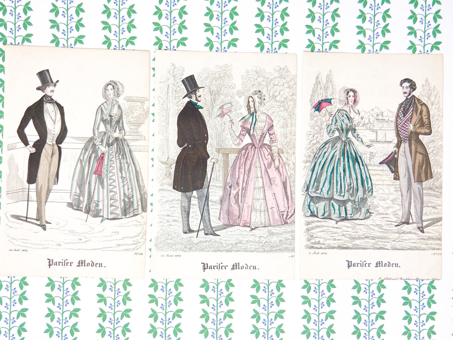 Antique Biedermeier Fashion Plates from Pariser Moden