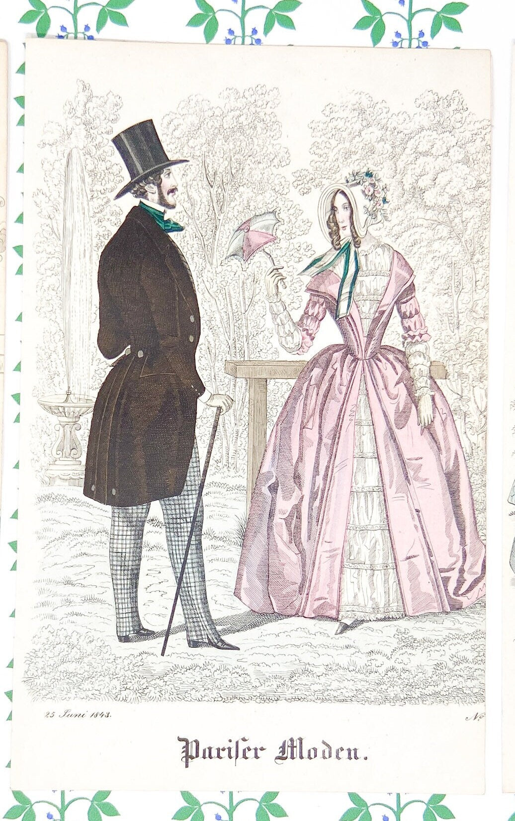 Antique Biedermeier Fashion Plates from Pariser Moden