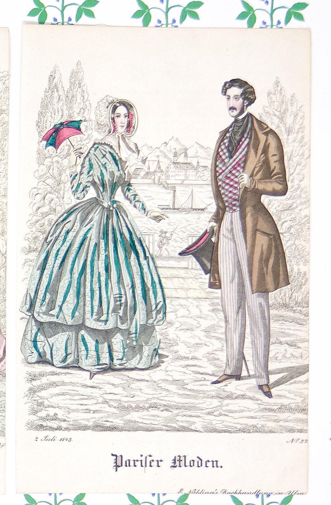 Antique Biedermeier Fashion Plates from Pariser Moden