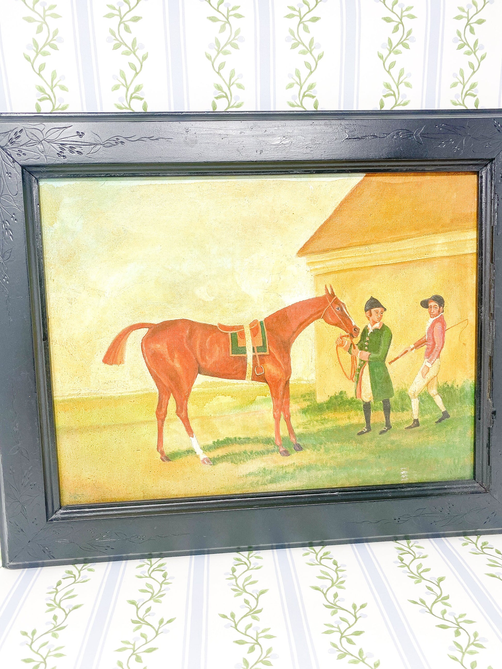Vintage Race Horse Oil Painting - 16" x 20"