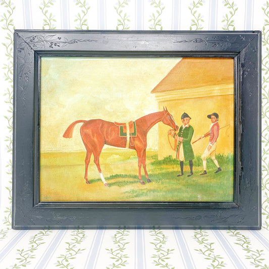 Vintage Race Horse Oil Painting - 16" x 20"