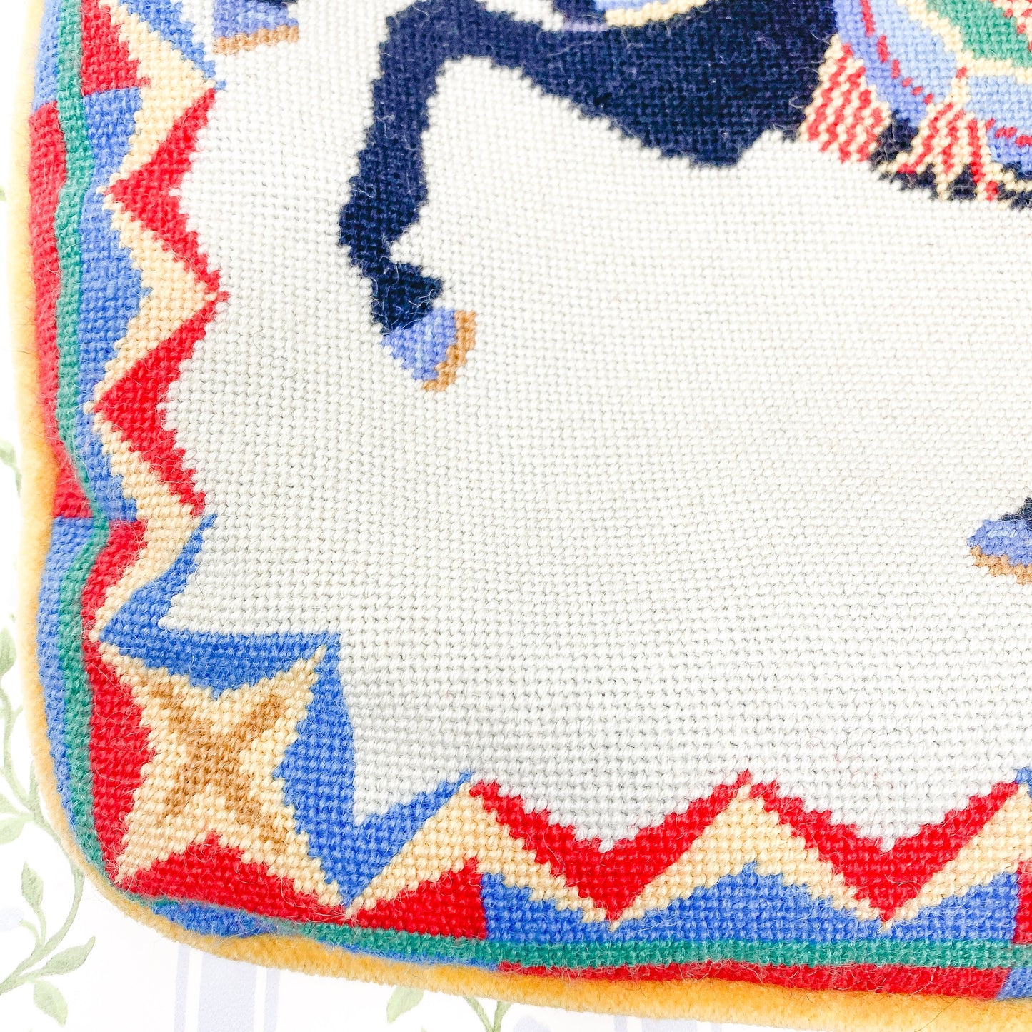 Handmade Vintage Needlepoint Pillow Cover *AS IS* - Carousel Horse