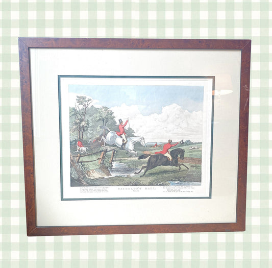 Burlwood Framed Antique Foxhunting Lithograph - Bachelor Hall, Plate 2 - Francis Calcraft Turner