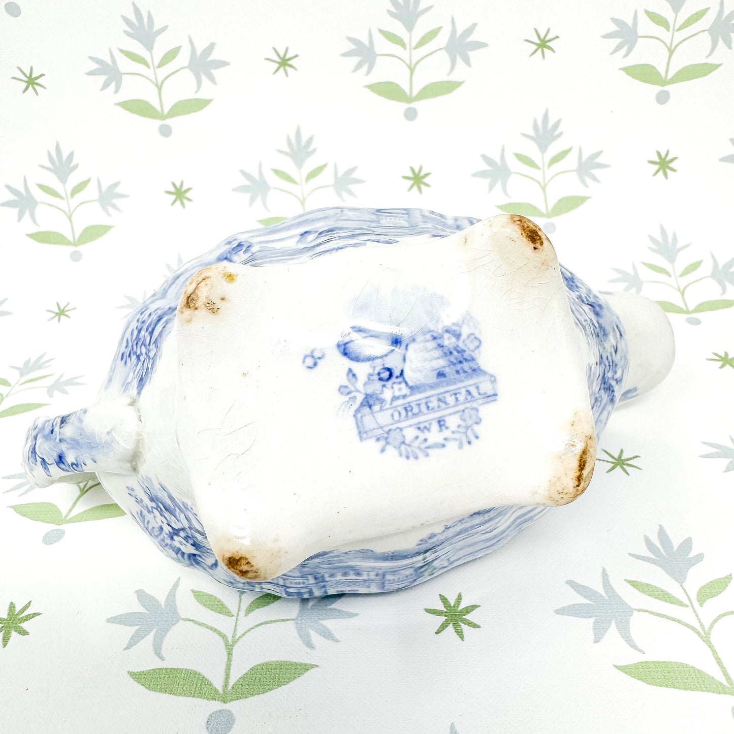 Antique Ridgway "Oriental" Transferware Gravy Boat