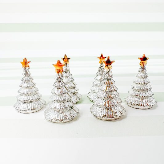 Silver Christmas Tree Place Card Holders