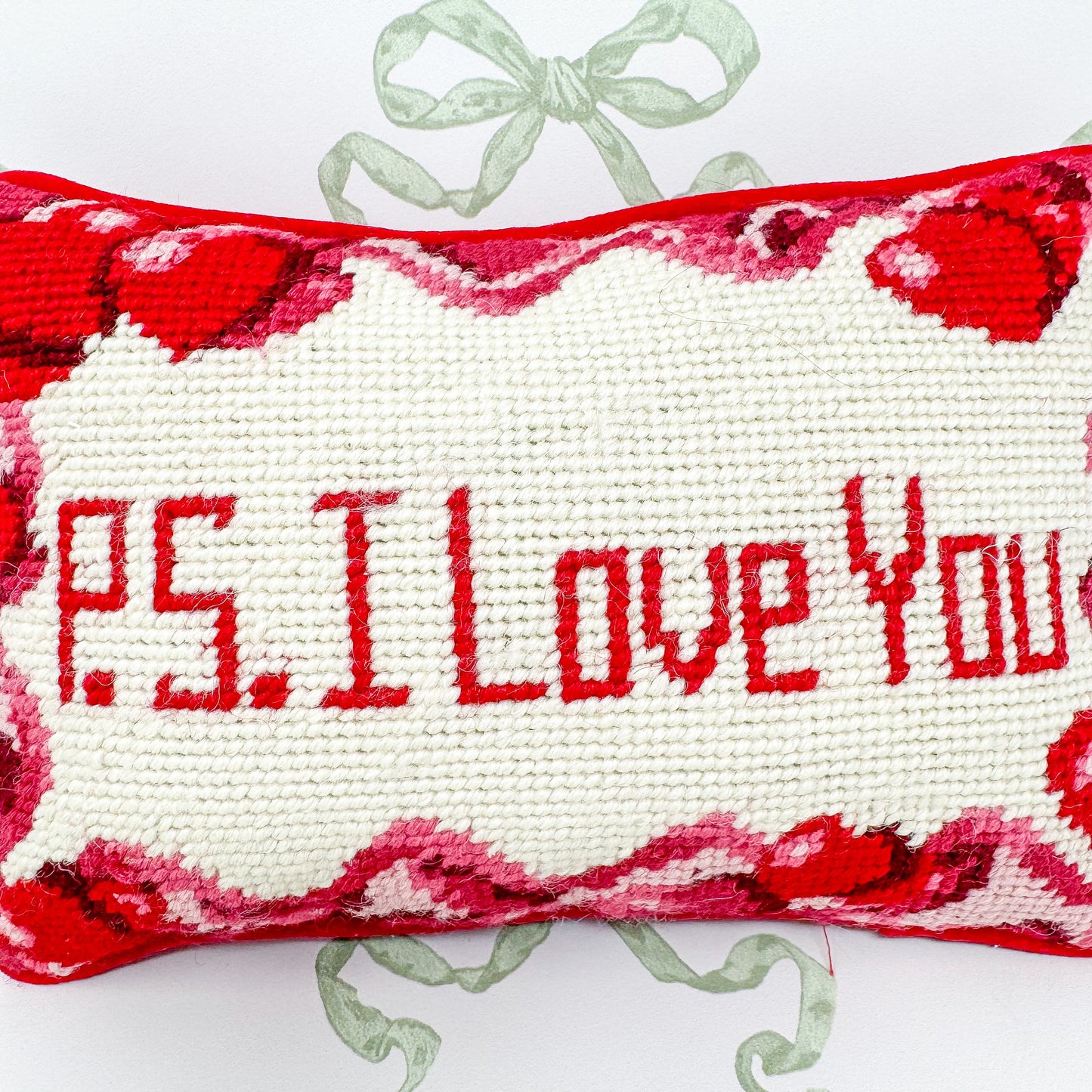 P.S. I Love You Vintage Needlepoint Pillow