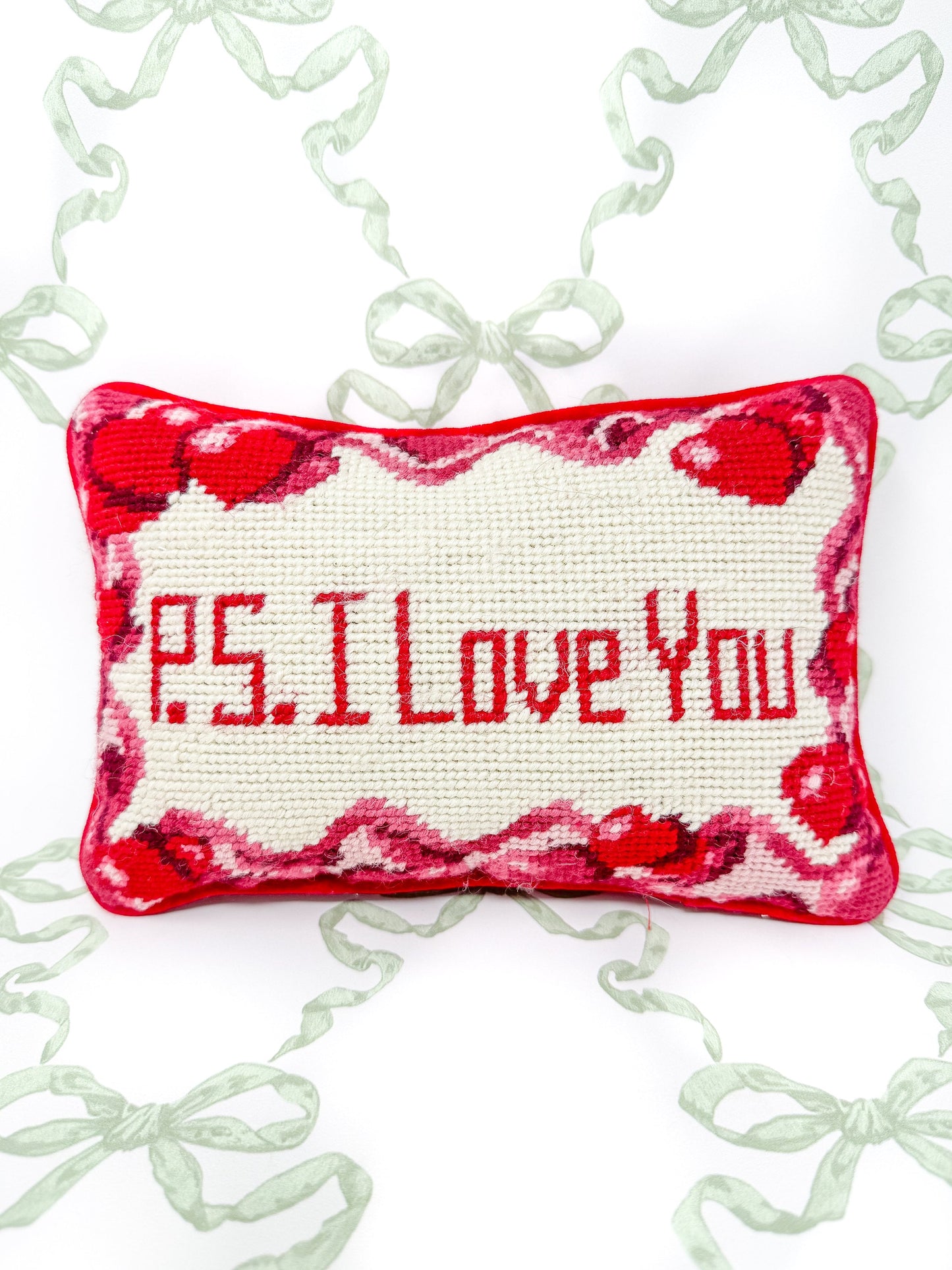 P.S. I Love You Vintage Needlepoint Pillow