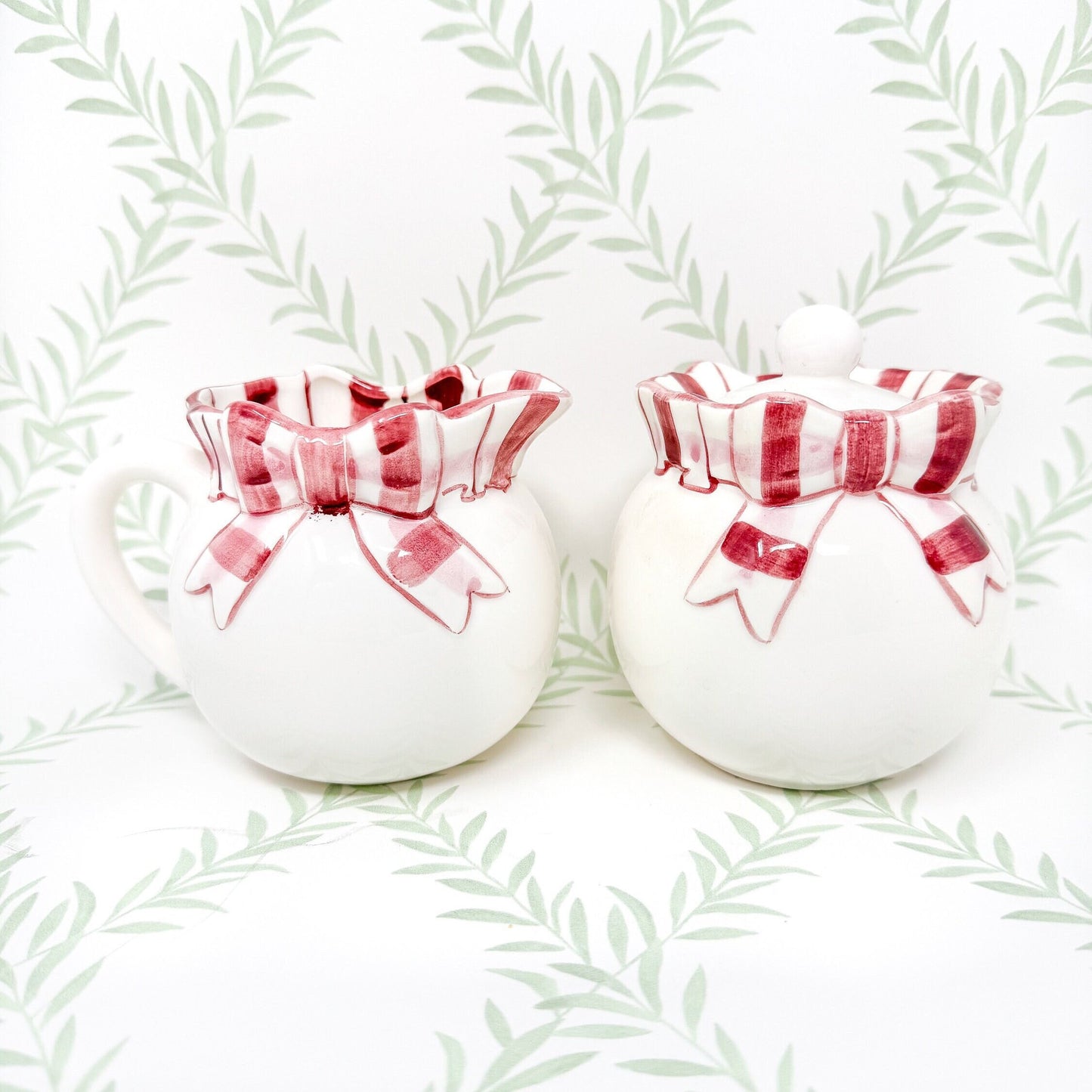 Haldon Group Cream and Sugar Set - Pink Plaid Bow