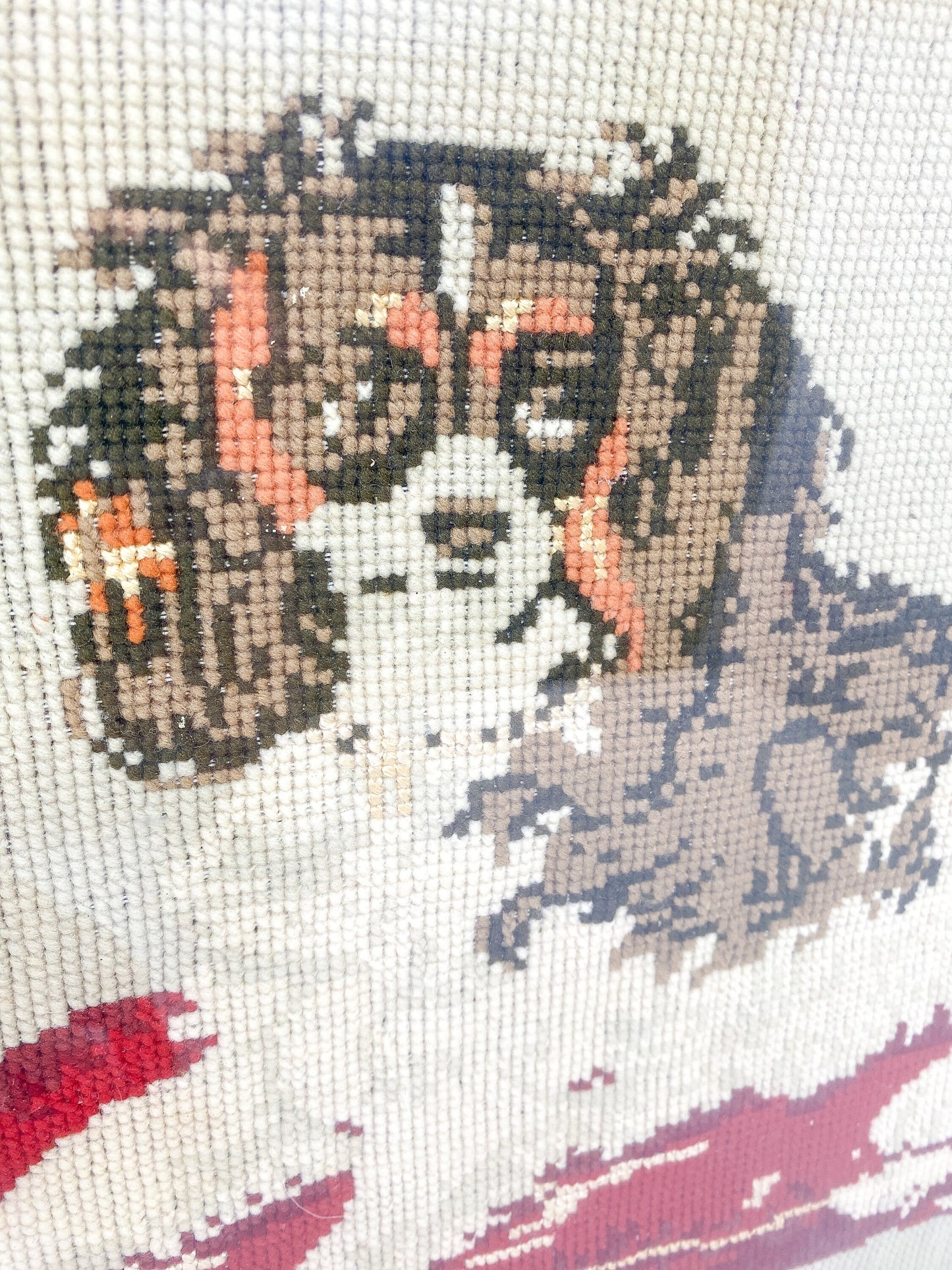 Antique Framed King Charles Cavalier Spaniel Needlepoint Tapestry Panel