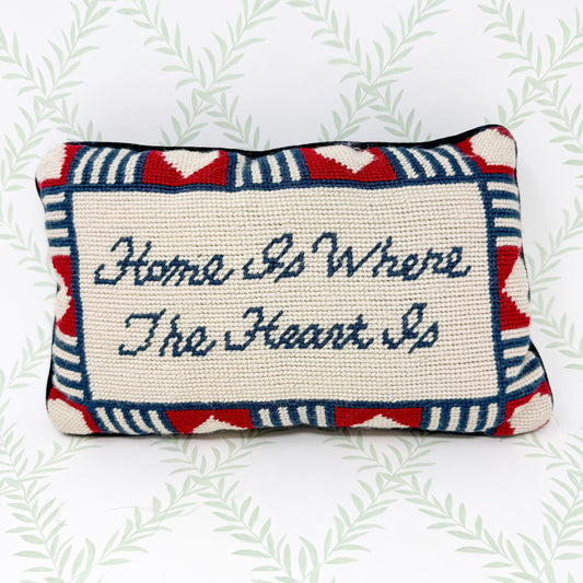 Home Is Where The Heart Is Vintage Needlepoint Pillow