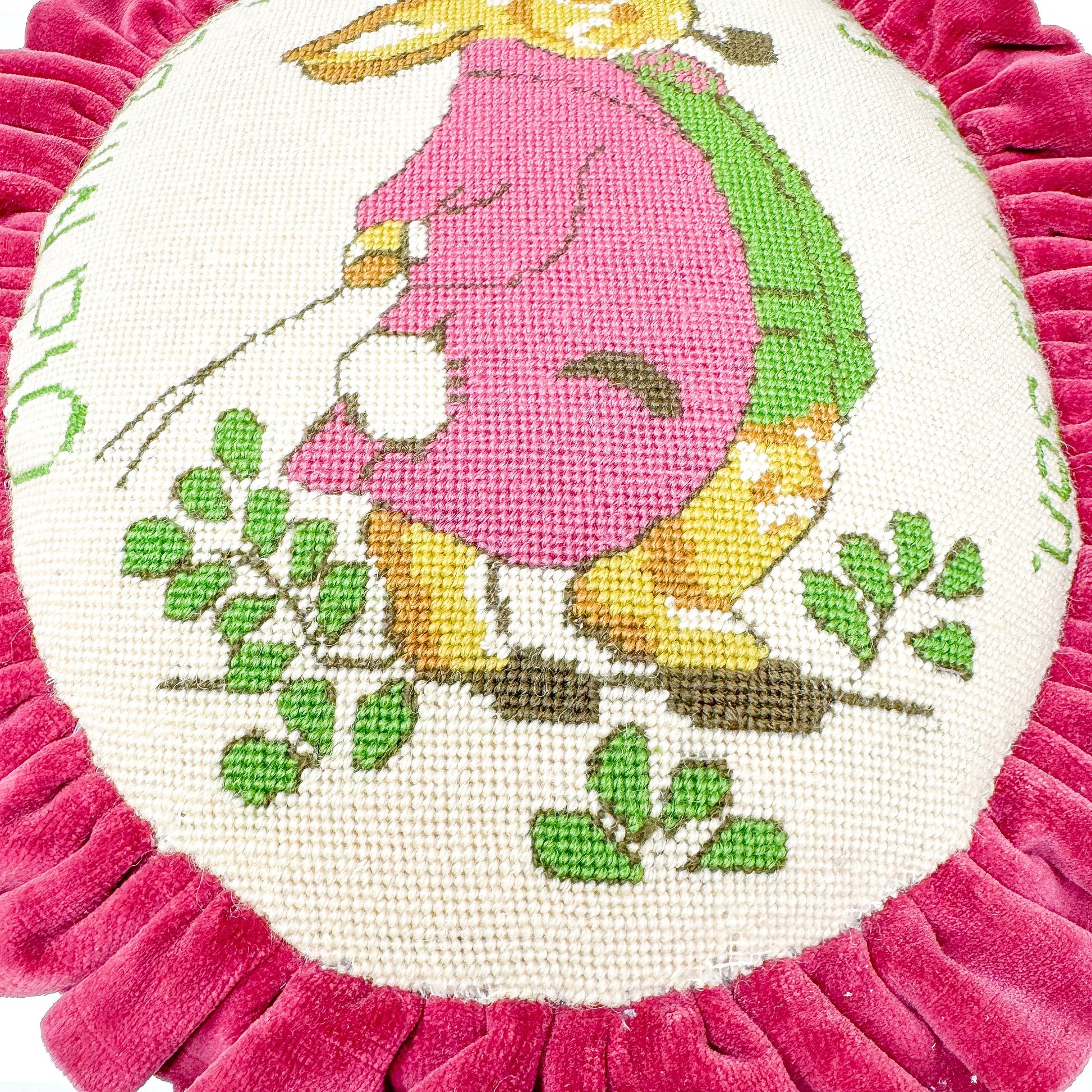 Vintage Peter Rabbit Handmade Needlepoint Pillow