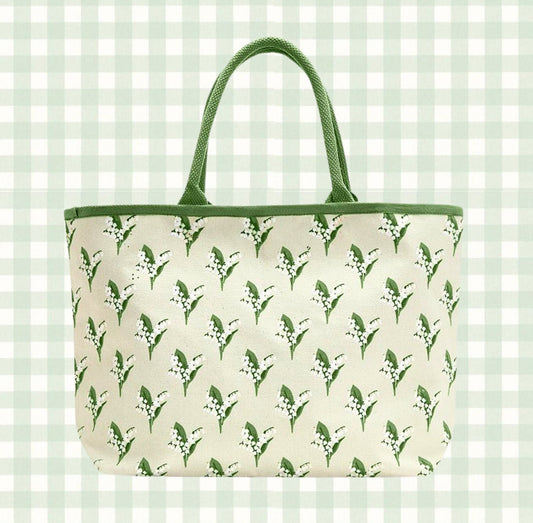 Lily of the Valley Painted Cotton Tote Bag