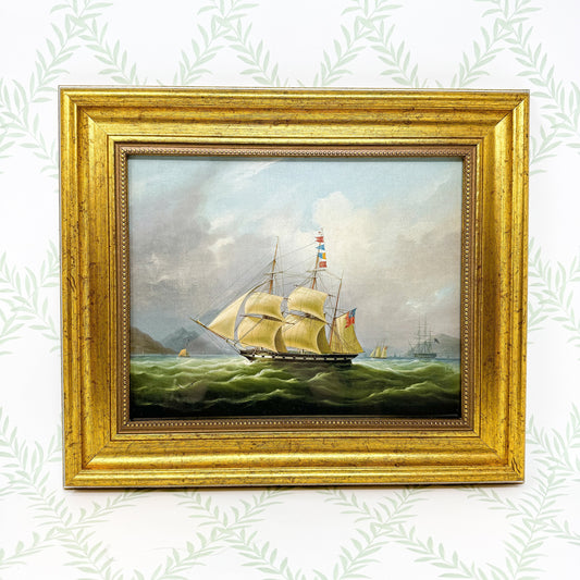 Sailboat Painting in Gold Frame