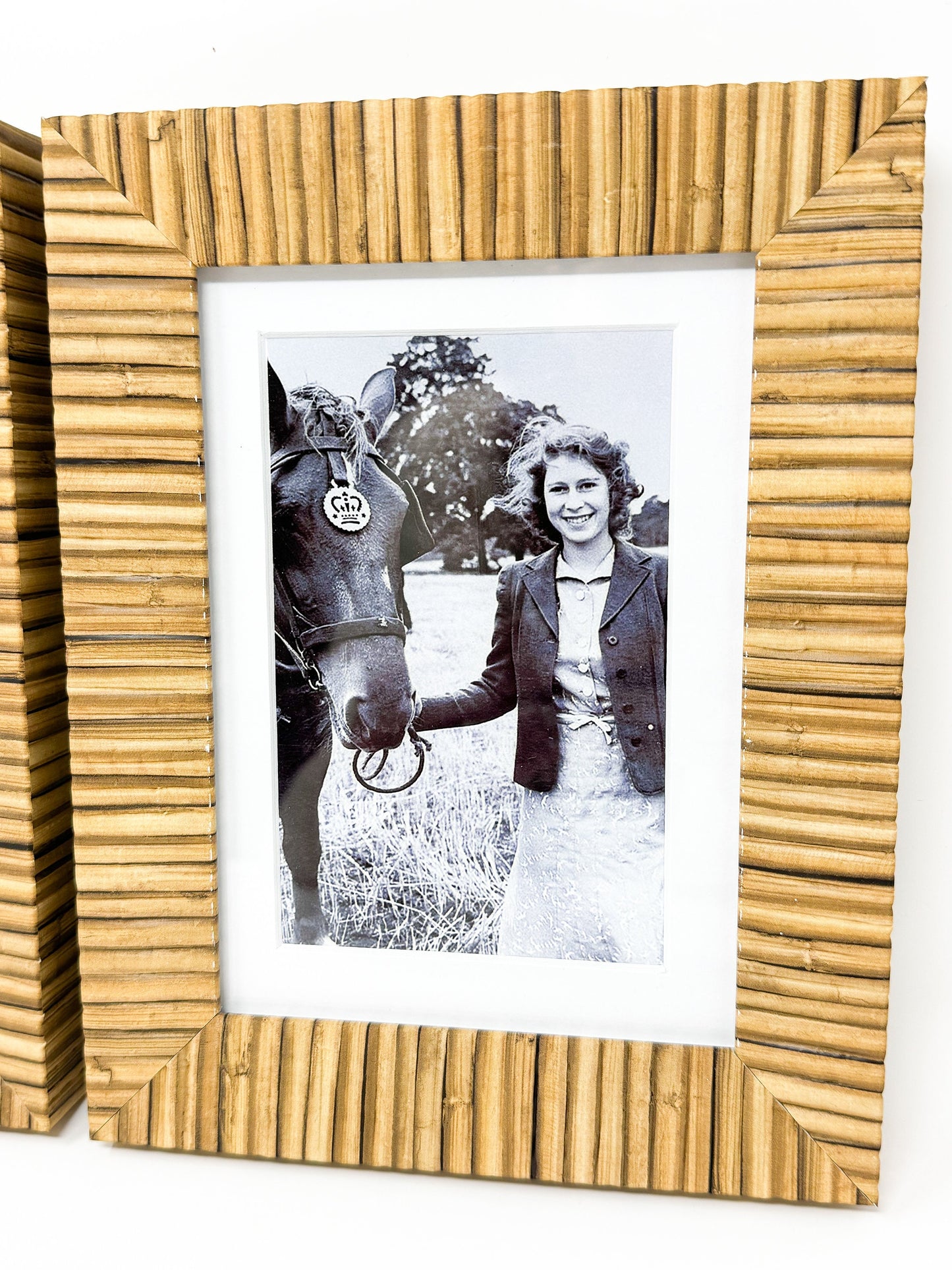 Queen Elizabeth with Horse Black and White Framed Photograph