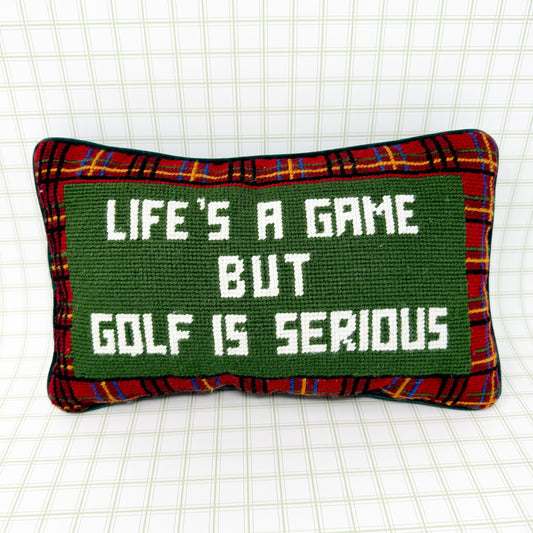 Vintage Cheeky Needlepoint Pillow - Life's A Game But Golf Is Serious