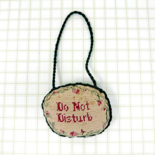 Do Not Disturb - Cheeky Vintage Needlepoint Door Hanging Pillow Sign