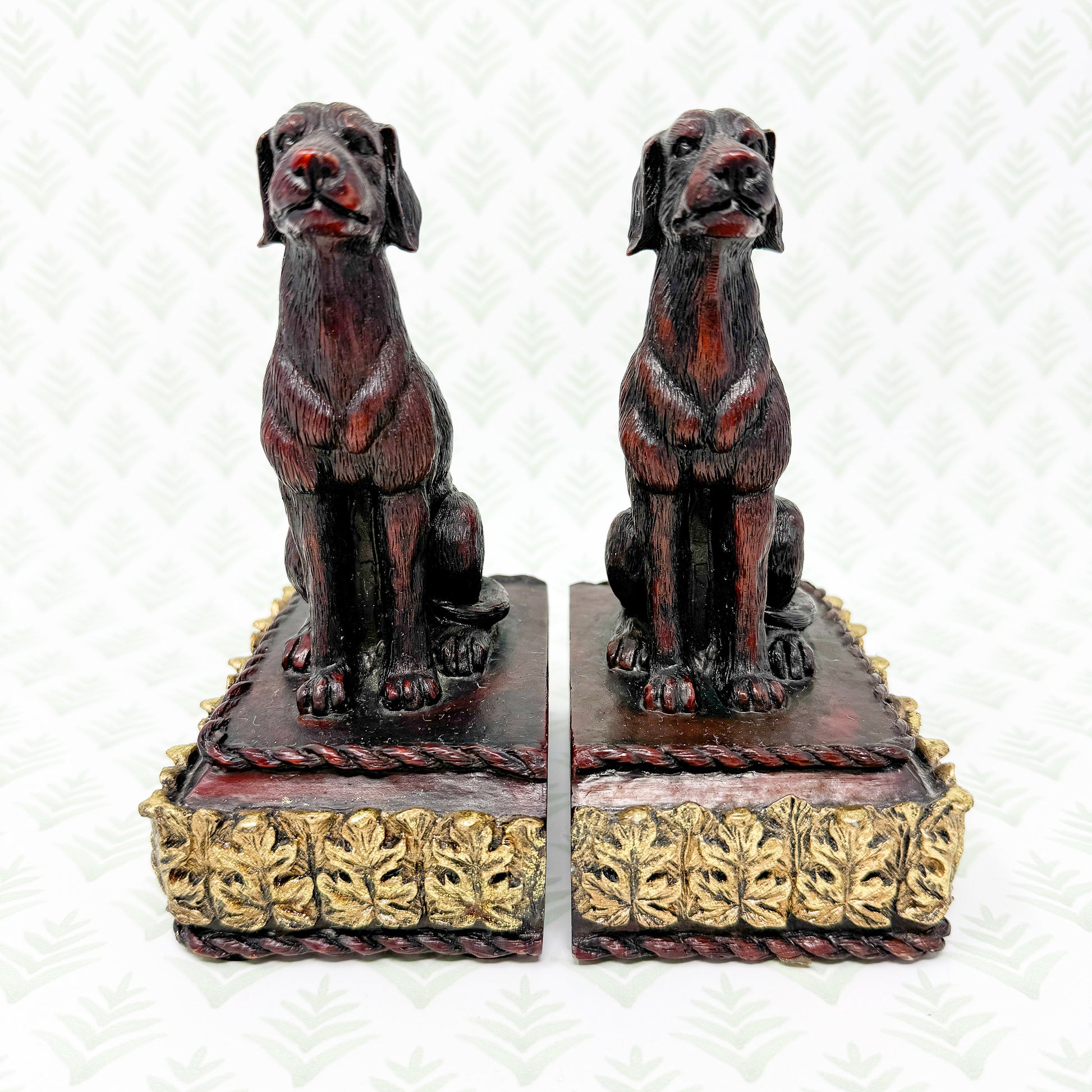 Vintage Carved Retriever Dog Bookends