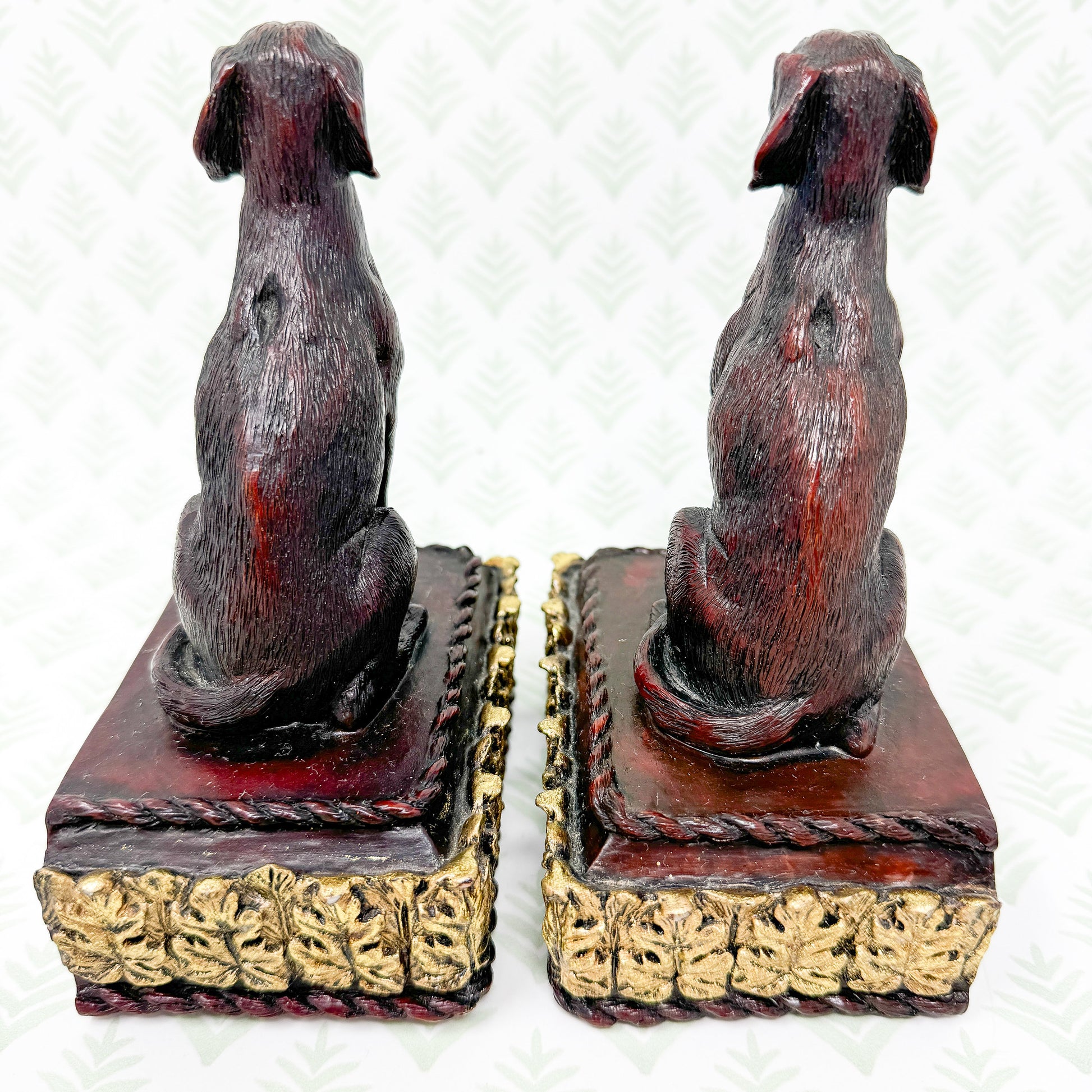 Vintage Carved Retriever Dog Bookends