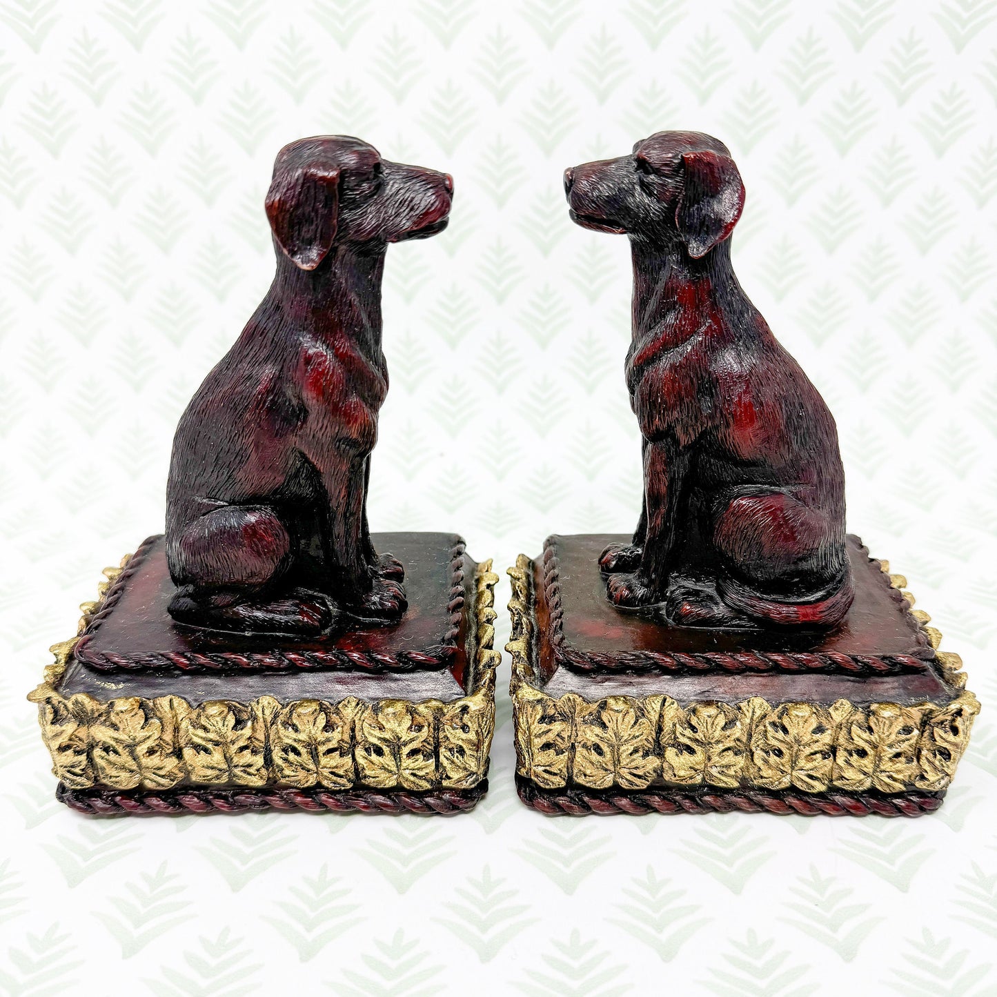 Vintage Carved Retriever Dog Bookends