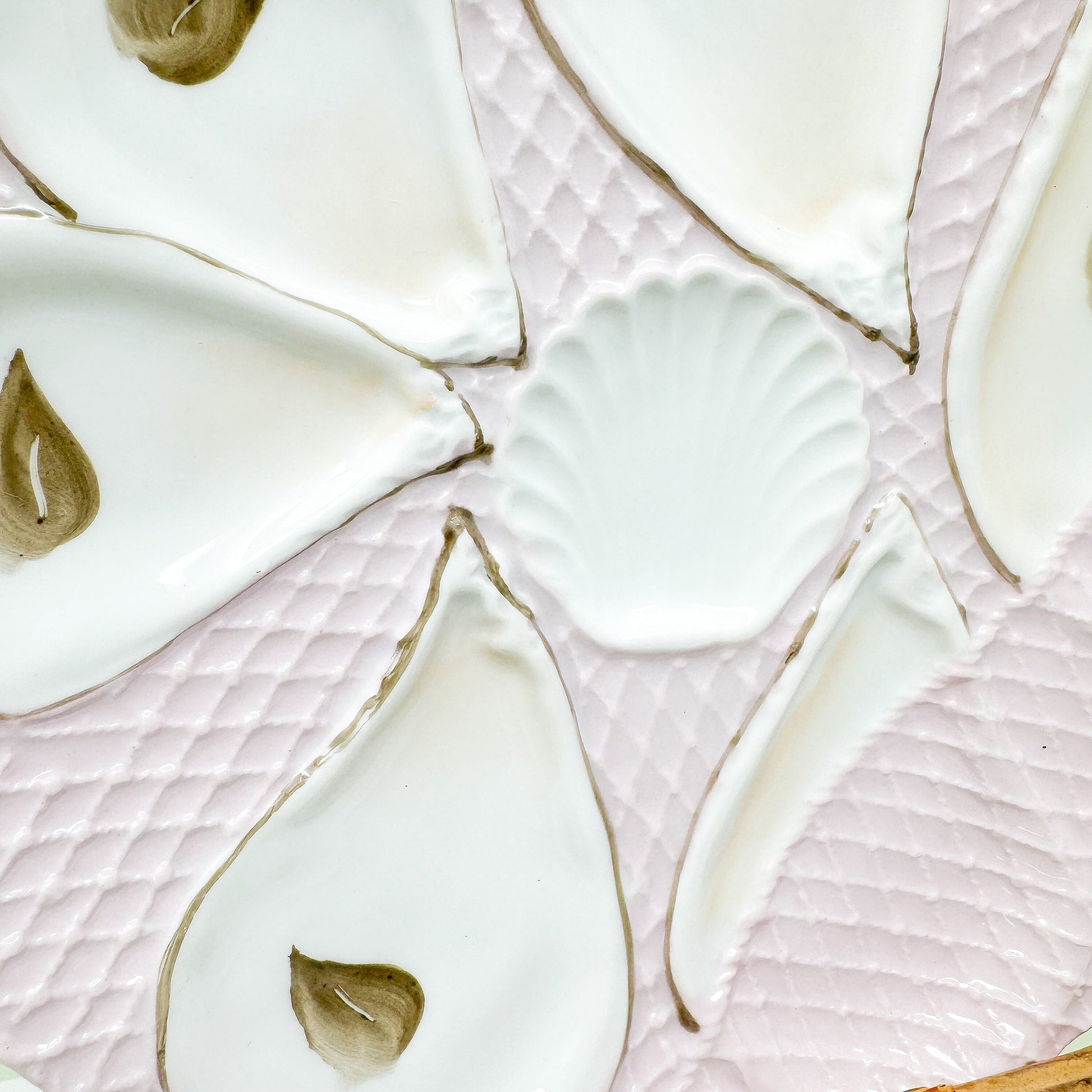 Vintage Pink-Dipped Oyster Plate