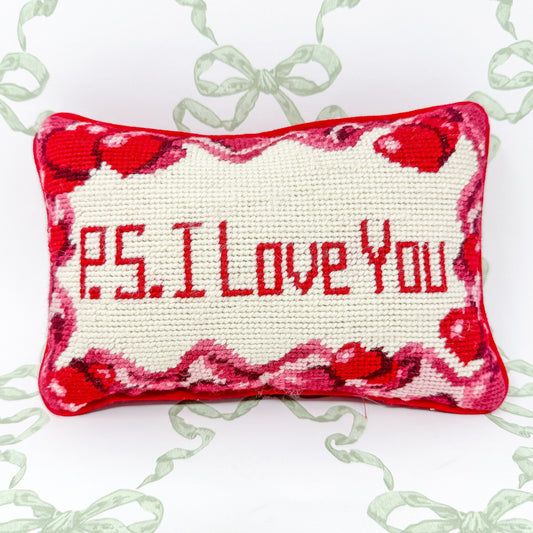 P.S. I Love You Vintage Needlepoint Pillow
