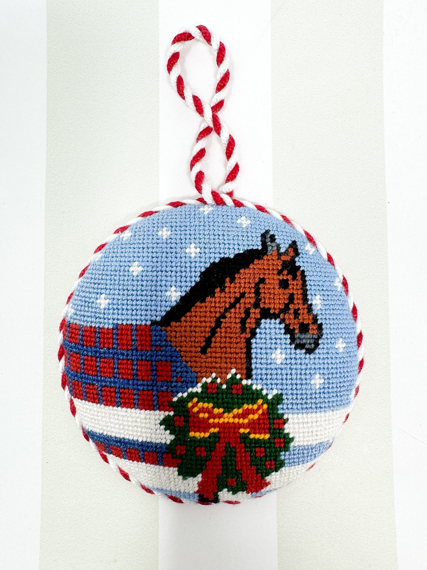 Finished Horse Handmade Needlepoint Christmas Ornament