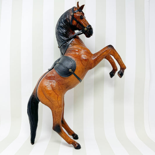 Vintage Leather Wrapped Horse Figurine