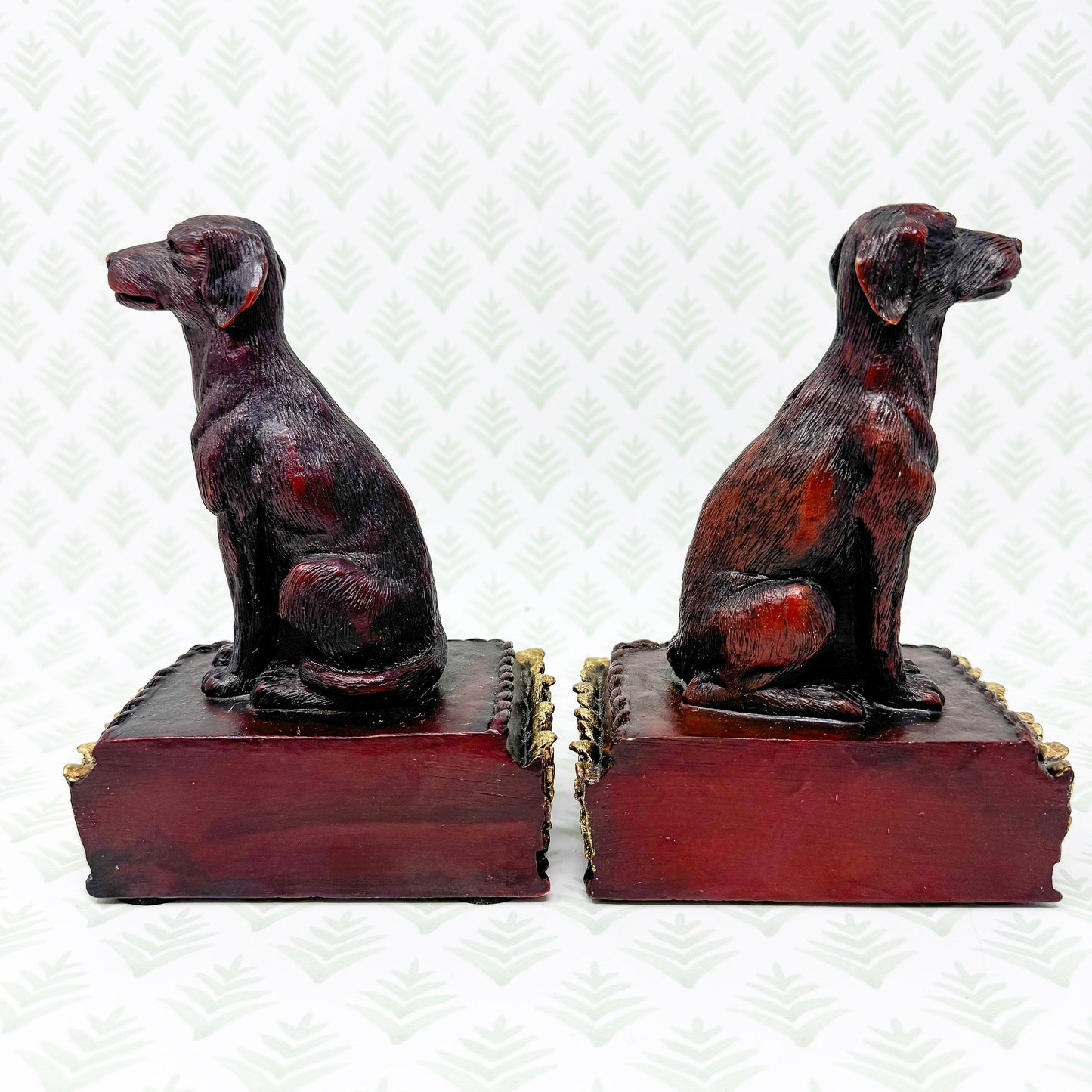 Vintage Carved Retriever Dog Bookends