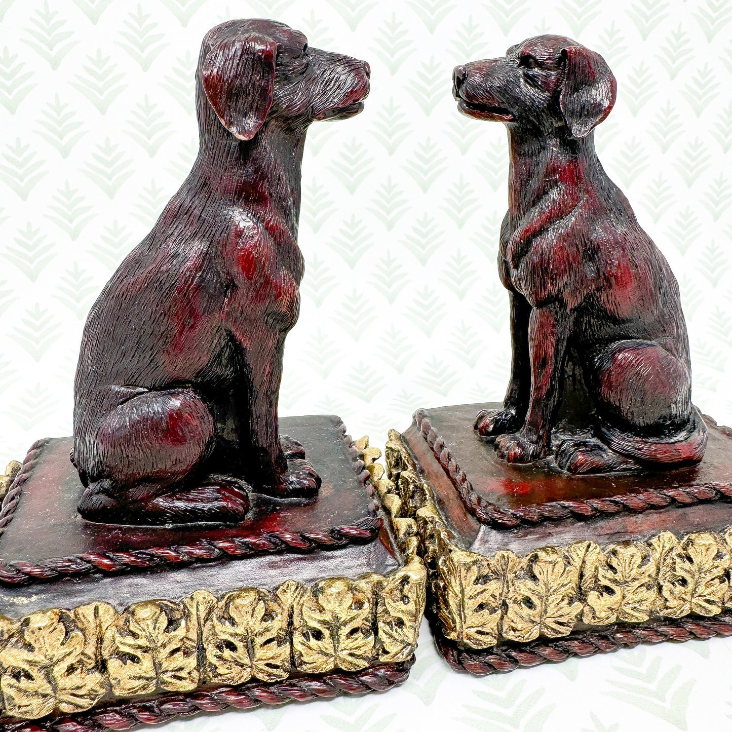 Vintage Carved Retriever Dog Bookends