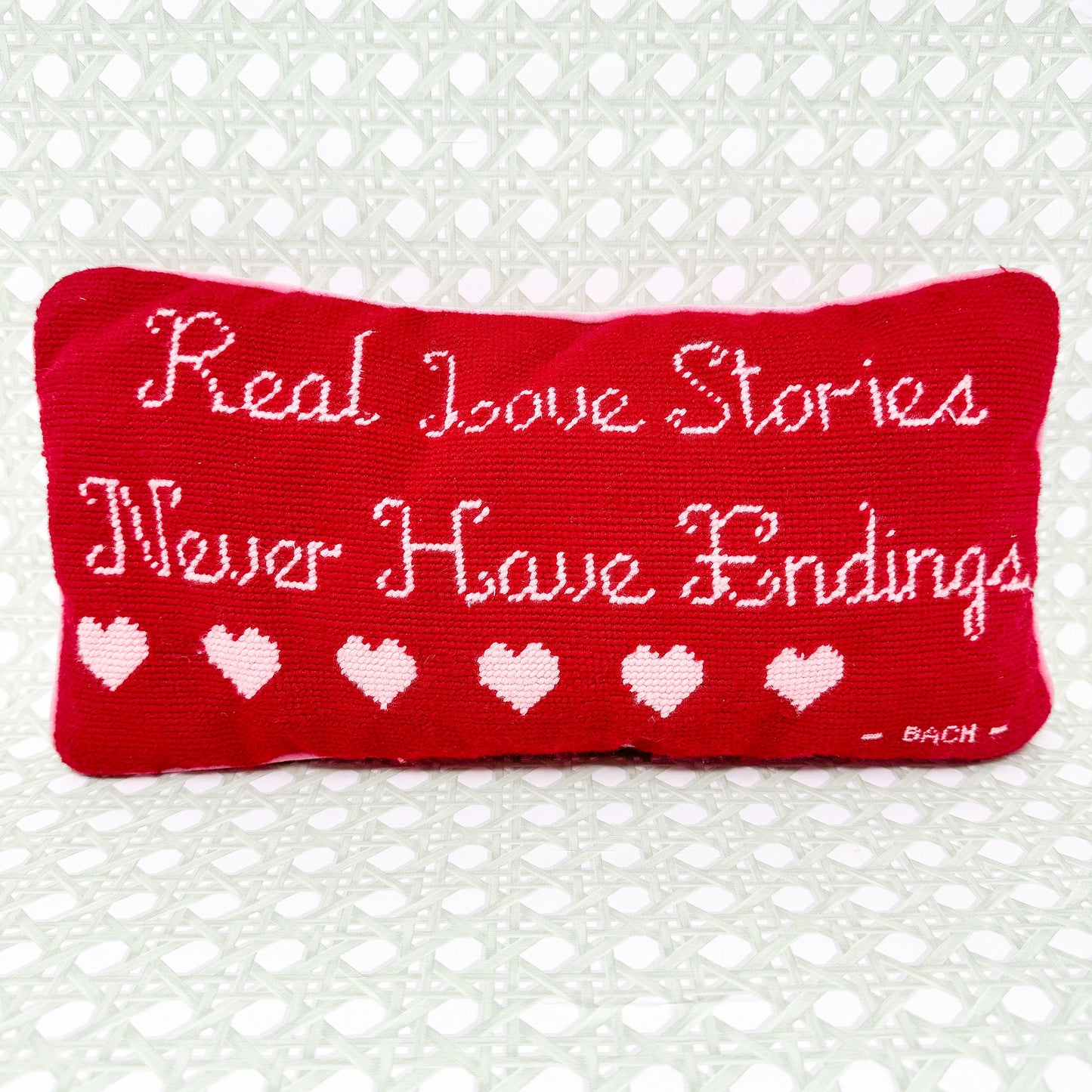 Real Love Stories Never Have Endings Vintage Needlepoint Pillow