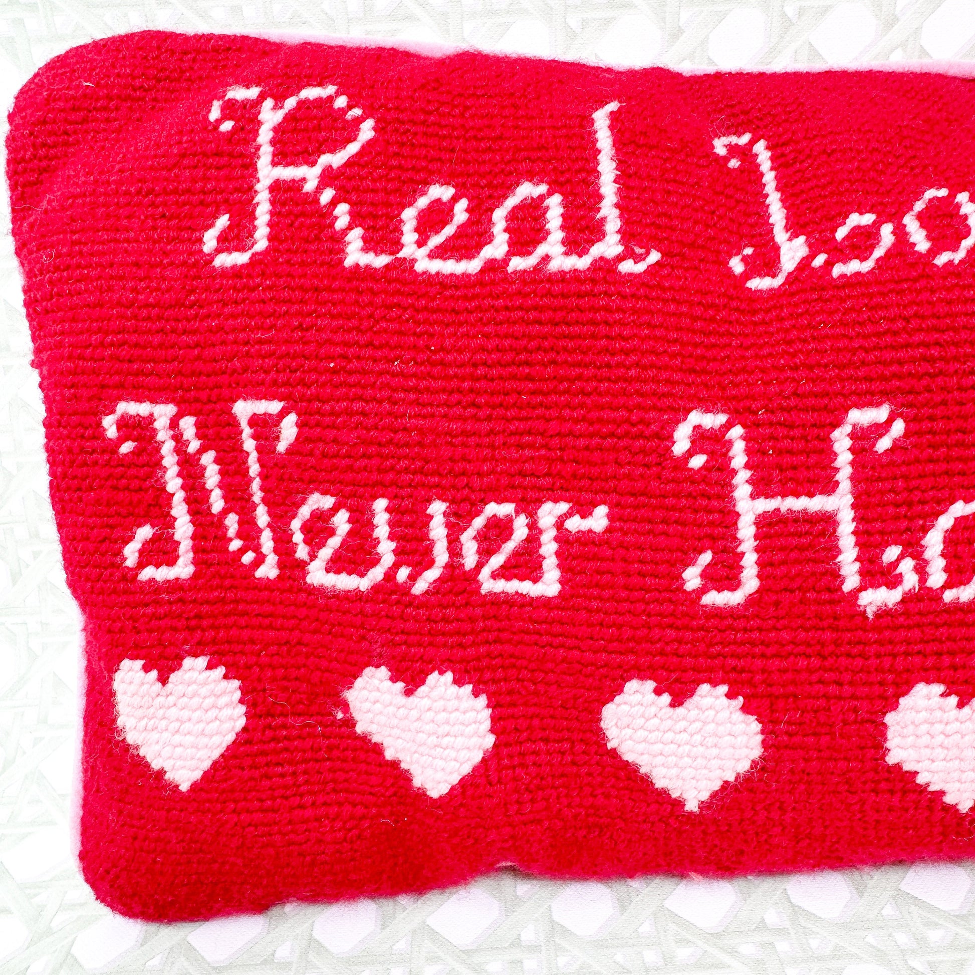 Real Love Stories Never Have Endings Vintage Needlepoint Pillow