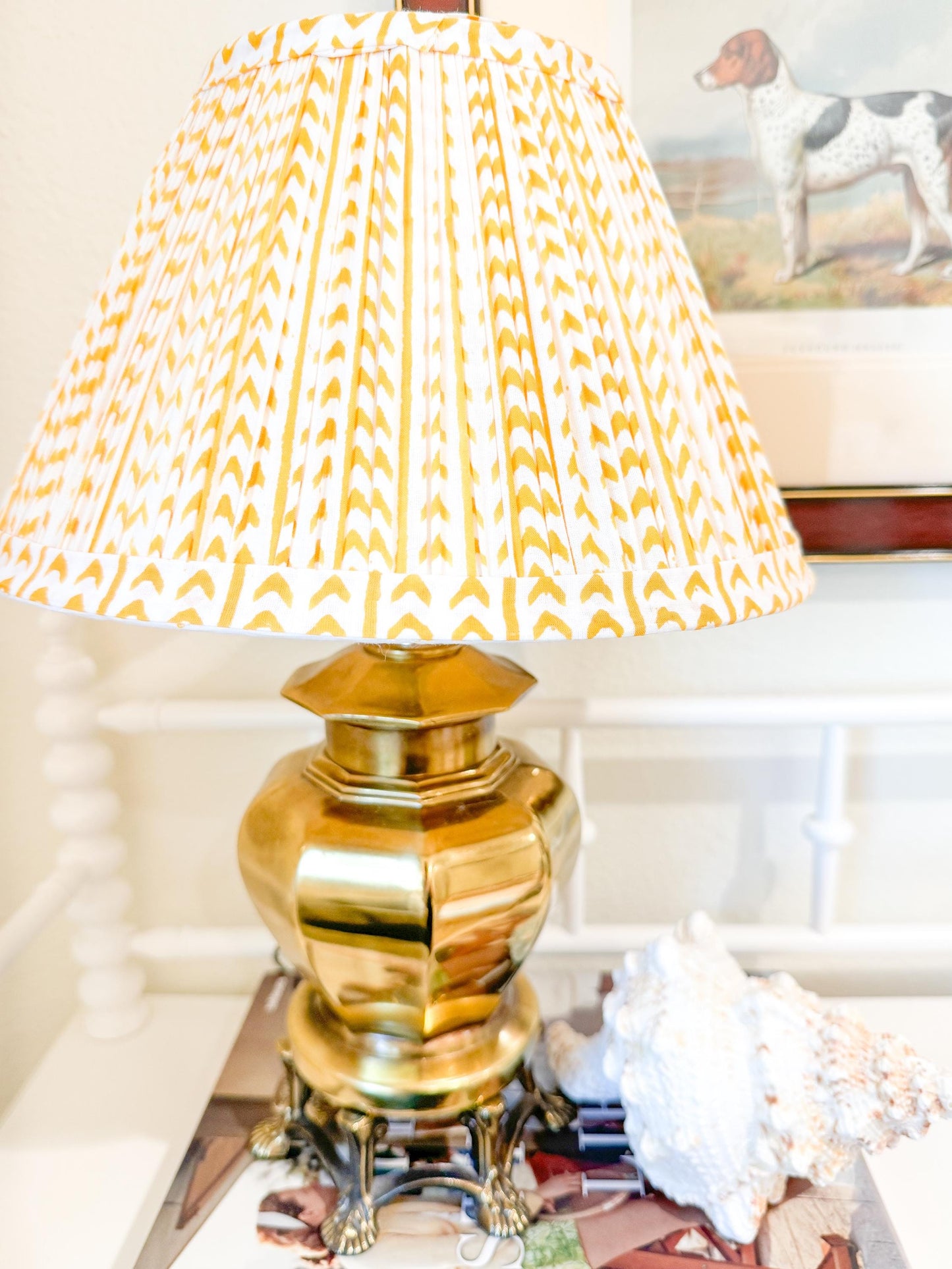 Yellow Pleated Fabric Empire Lampshade