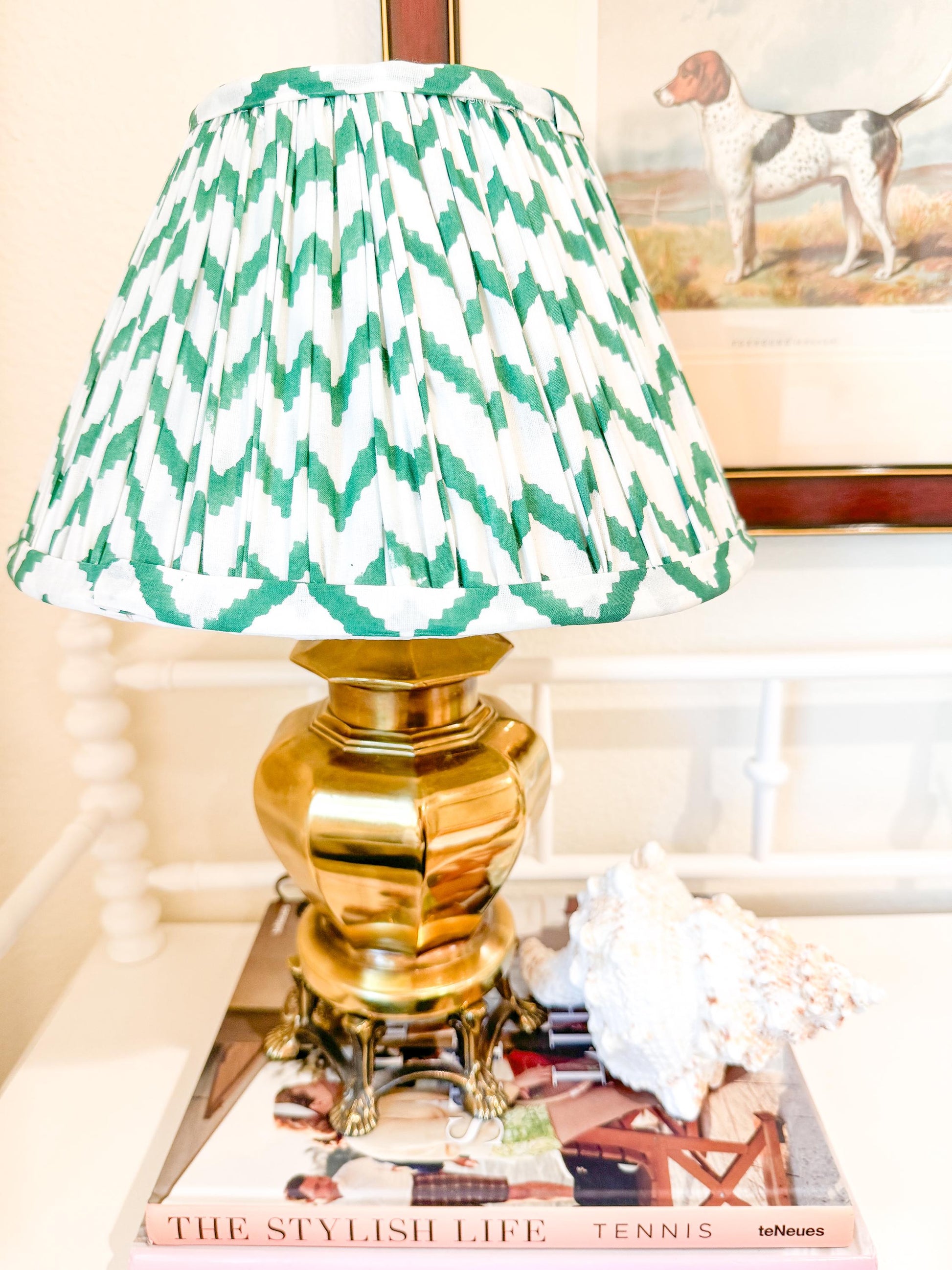 Green Pleated Fabric Empire Lampshade