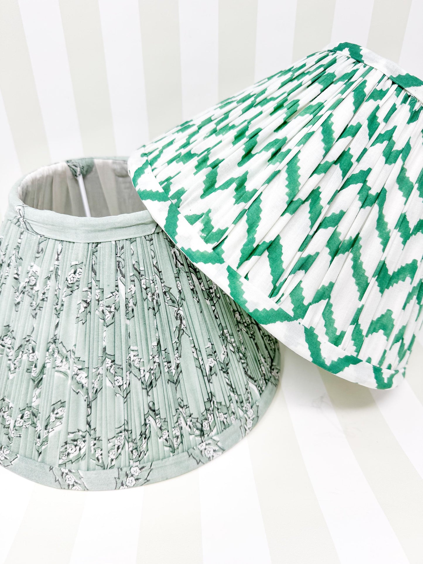 Green Pleated Fabric Empire Lampshade