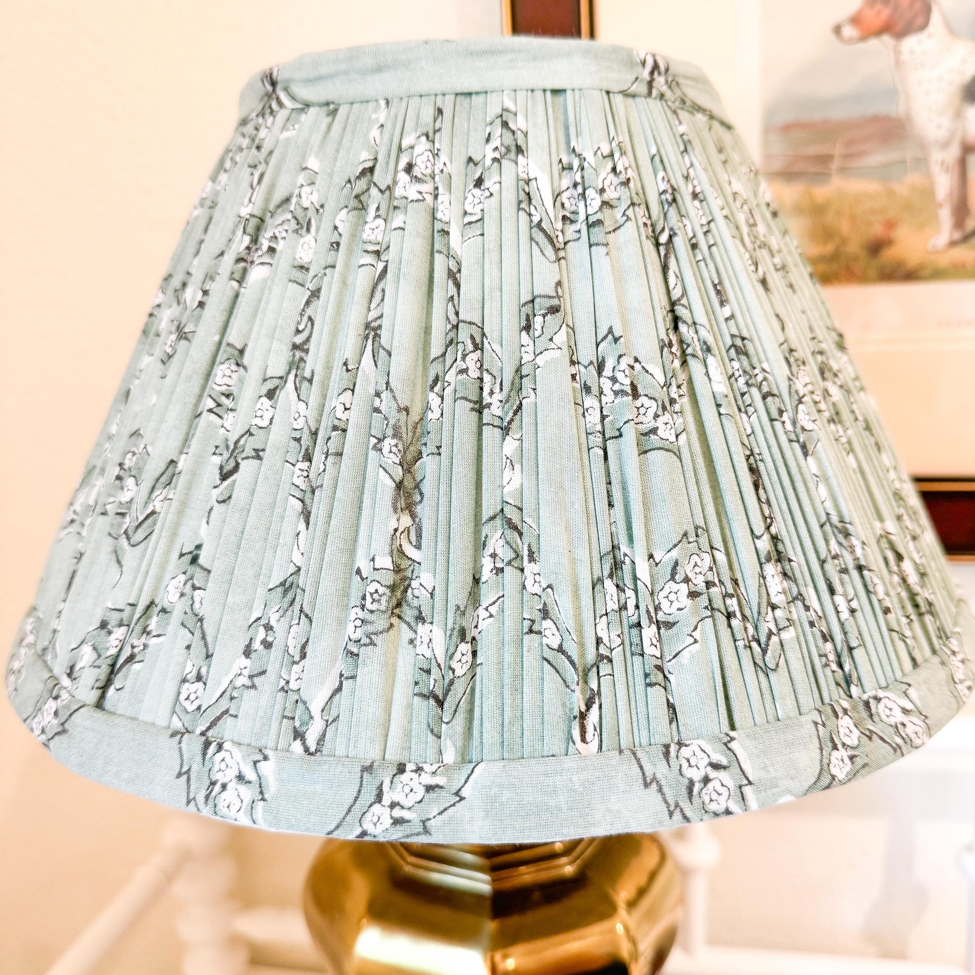 Green Pleated Fabric Empire Lampshade