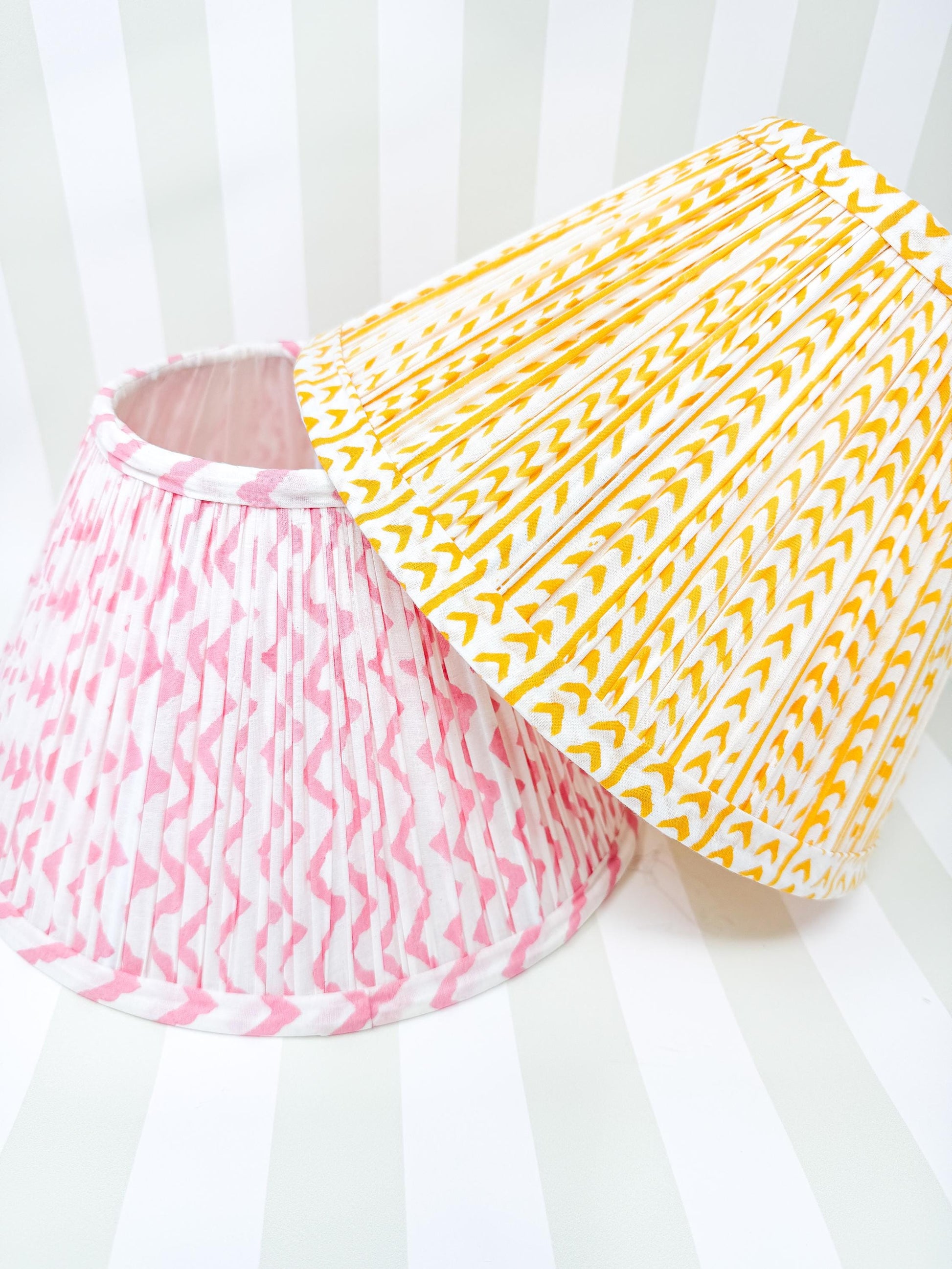 Yellow Pleated Fabric Empire Lampshade