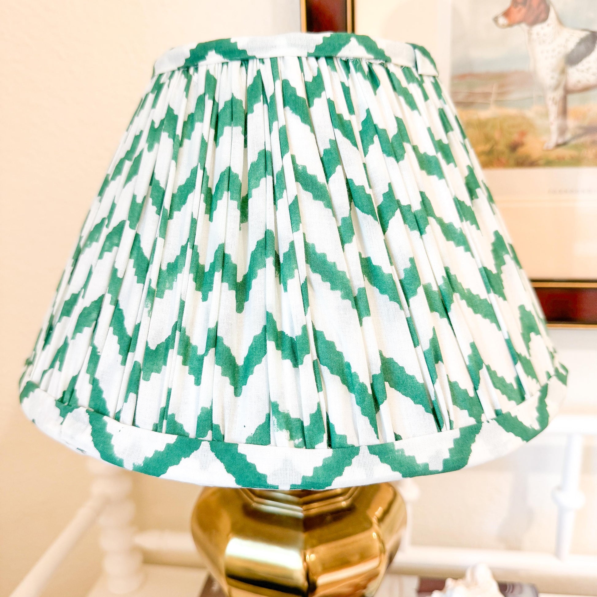 Green Pleated Fabric Empire Lampshade