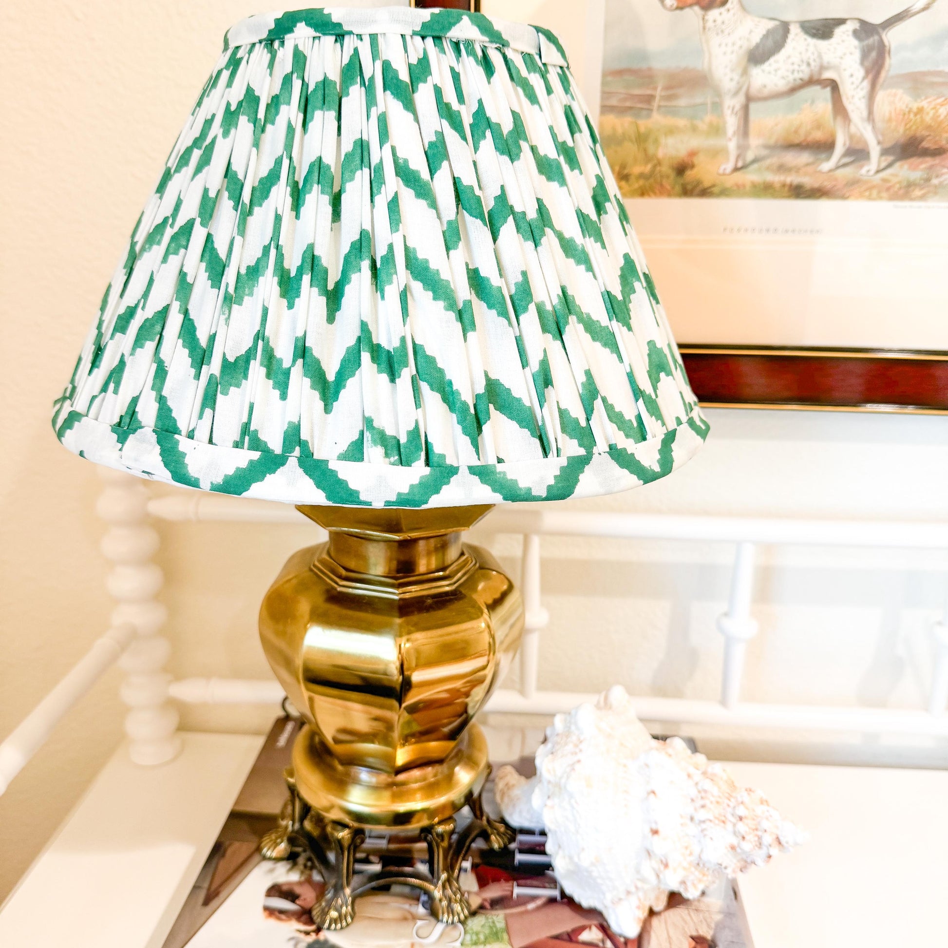 Green Pleated Fabric Empire Lampshade