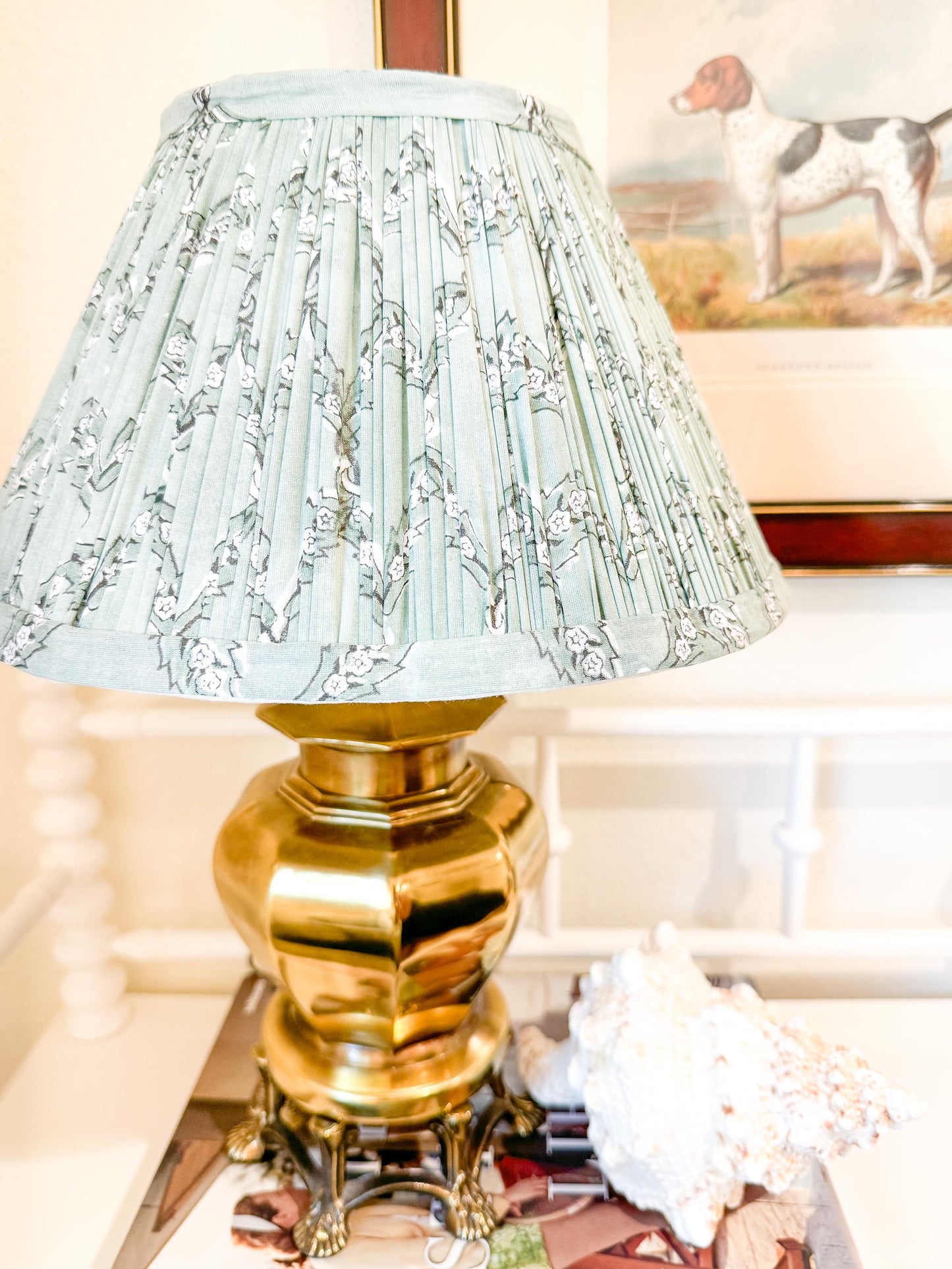 Green Pleated Fabric Empire Lampshade