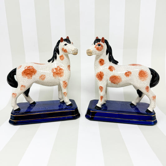 Pair of Vintage Japanese Ceramic Horse Figurines