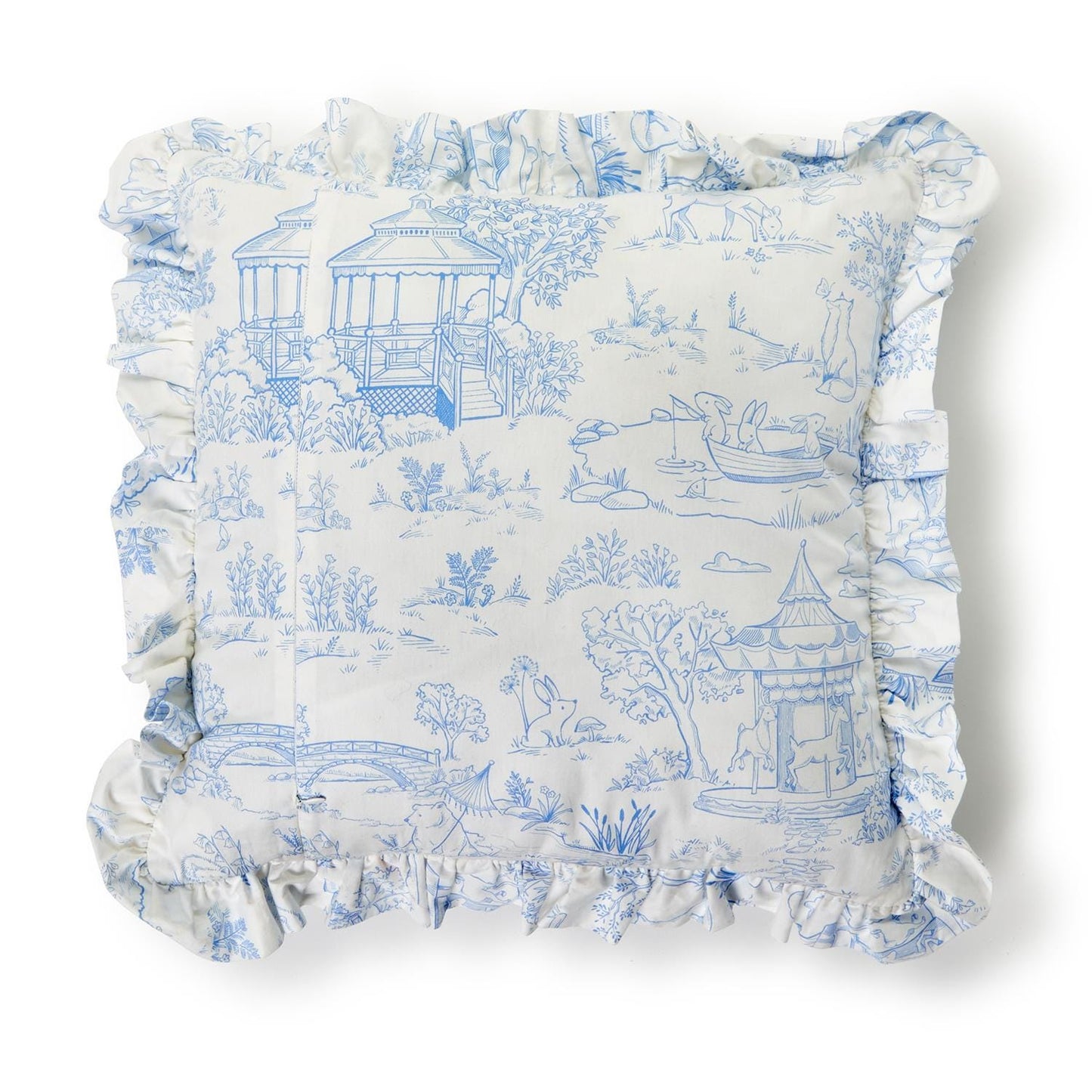 Baby Animal Toile Ruffle Throw Pillow