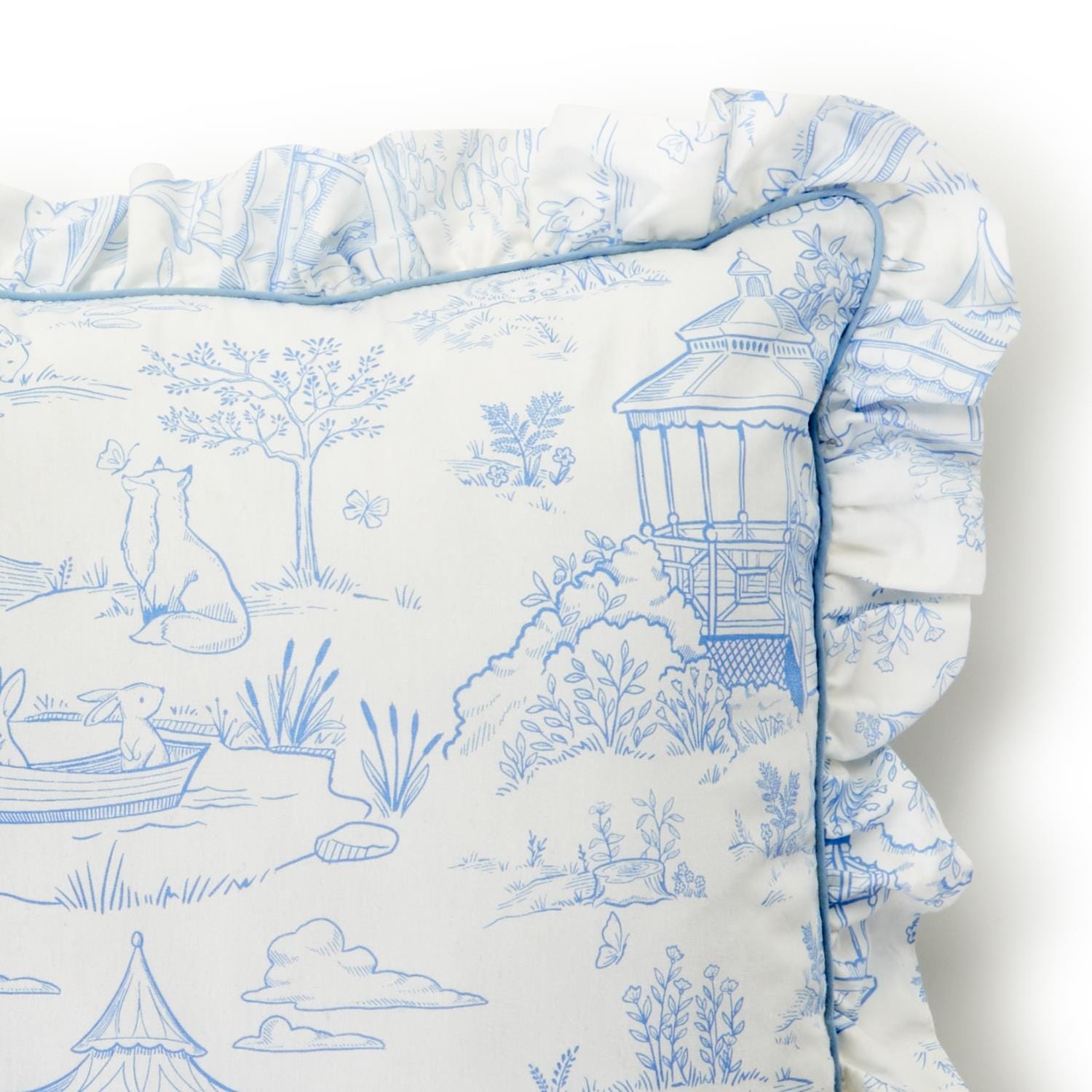 Baby Animal Toile Ruffle Throw Pillow