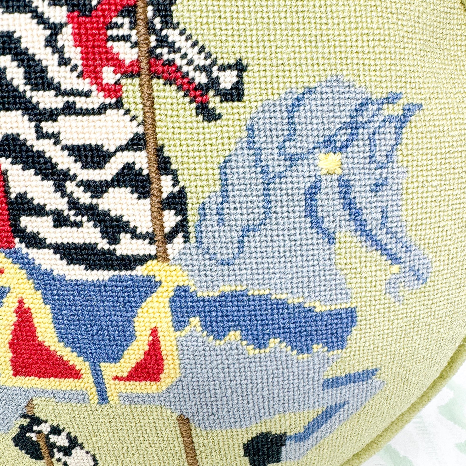 Handmade Carousel Vintage Needlepoint Pillow