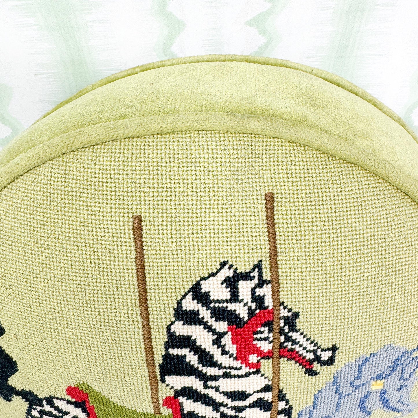 Handmade Carousel Vintage Needlepoint Pillow