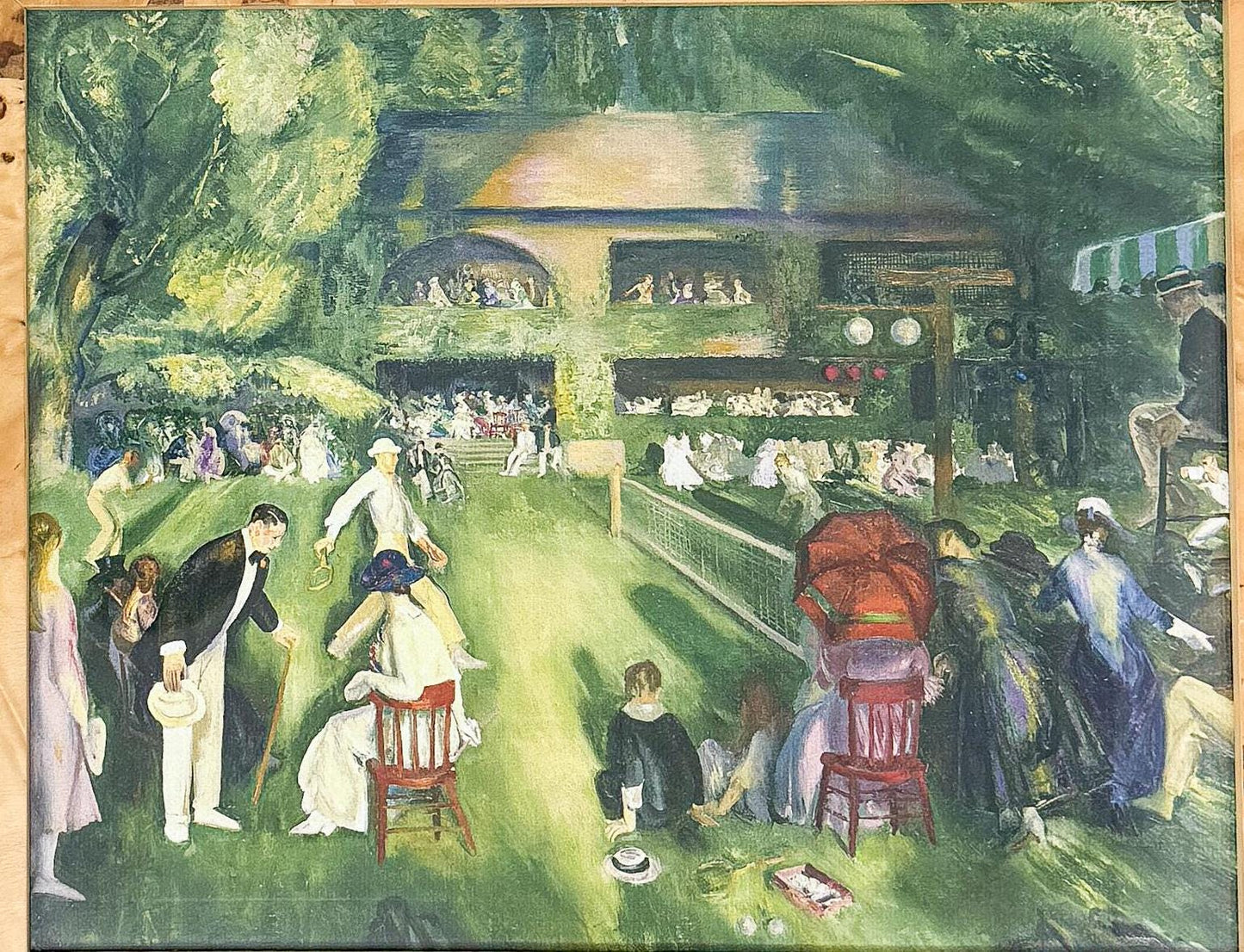 Tennis at Newport Painting in Burlwood Frame - George Bellows