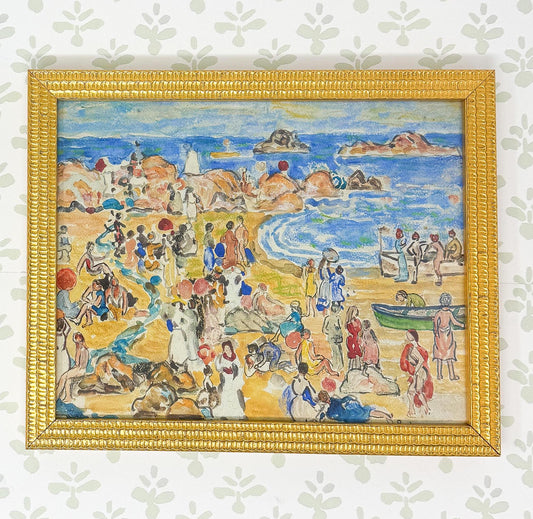 Beach Painting in Gold Frame - "View Along New England Coast" by Maurice Prendergast